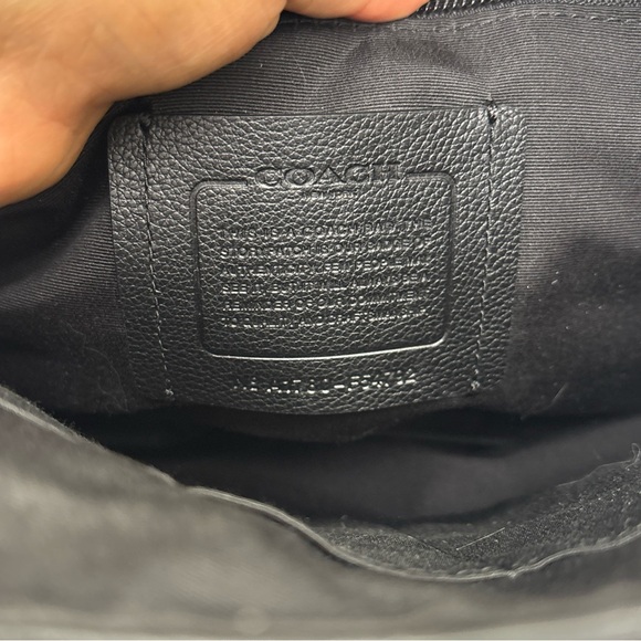 Coach Black Leather Messenger with Striped Webbing Strap - Picture 8 of 16